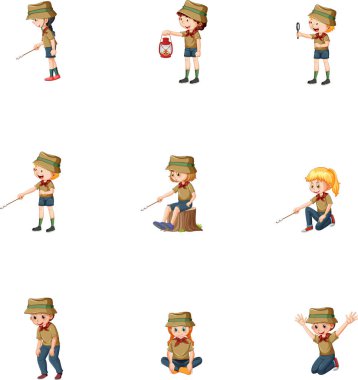 Farklı kamp çocukları çizimleri.