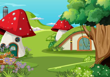 Orman fantazisi büyülü orman arkaplan çizimi