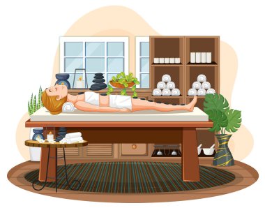 Sıcak taş masajı yapılan bir kadın.