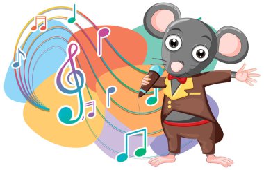 Rat singer cartoon character on white background illustration