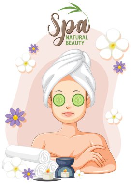 Spa kızı yüz maskesi çizimi uyguluyor