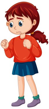Sad girl crying cartoon character illustration