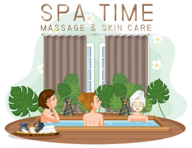 Küvet resimlerinde kadınlarla spa zamanı metni