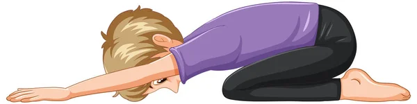 Yoga Kind Pose Zeichentrickfigur Illustration — Stockvektor