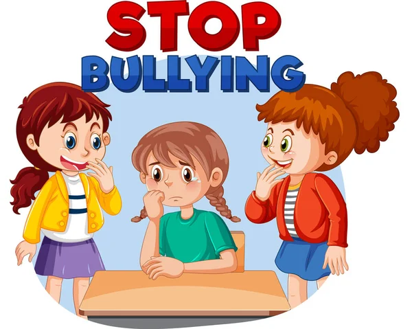 Stop Bullying Text Cartoon Character Illustration — Stock vektor