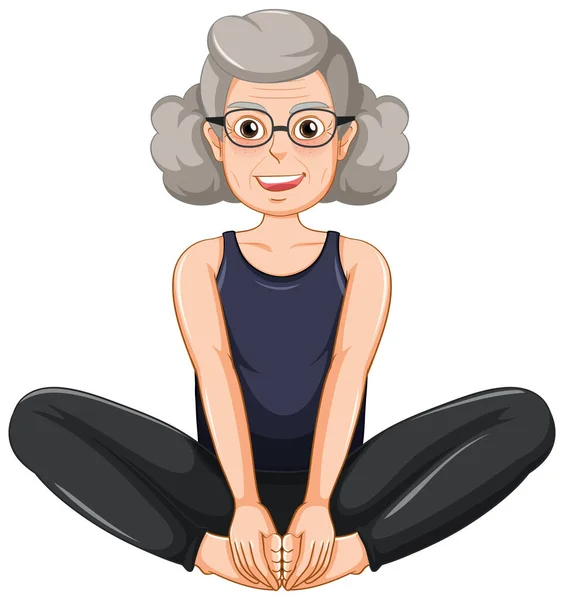 Vecchia Donna Che Yoga Illustrazione — Vettoriale Stock