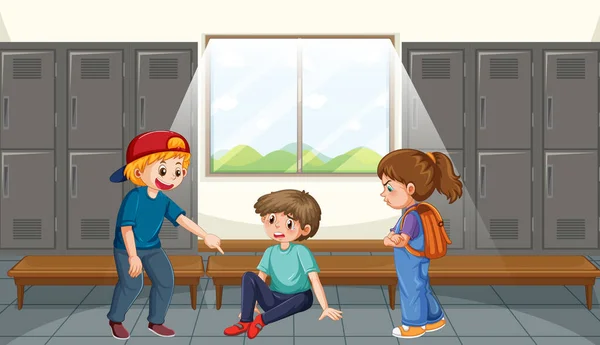 School Bullying Student Cartoon Characters Illustration — Stockový vektor