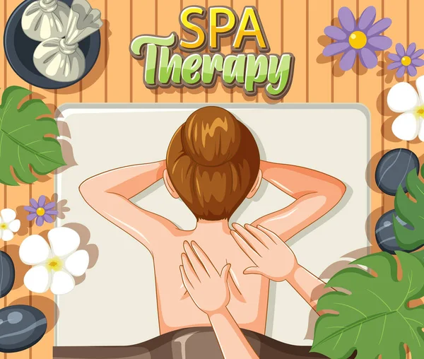 Spa Therapy Back Massage Poster Design Illustration — Stock Vector