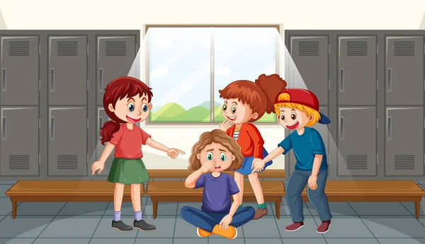 School Bullying Student Cartoon Characters Illustration — Vector de stock