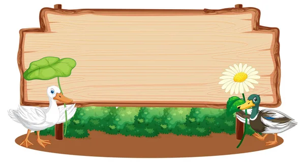 卡通风格的青蛙空白木板标牌 — 图库矢量图片