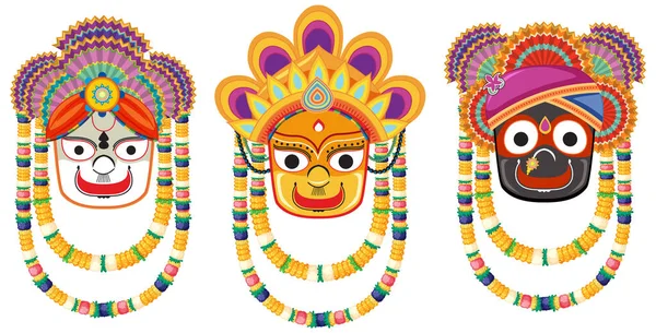 Ratha Yatra Hindu Festival Von Indien Illustration — Stockvektor