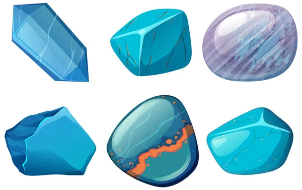 Collection Crystals Gemstones Illustration — Stock Vector