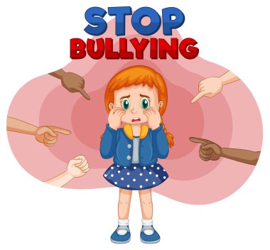 Sad girl surrounded by pointing fingers illustration