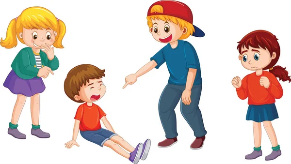 Boy Abused Other Kids Illustration — Vector de stock