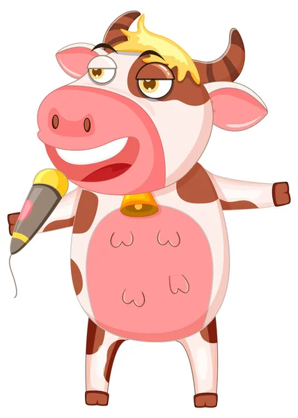 Cow Singing Cartoon Character Illustration — ストックベクタ