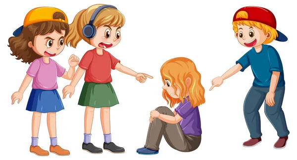 Sad Girl Bullied Her Friends Illustration — Stock Vector