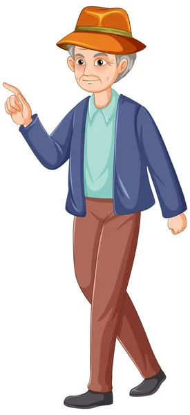 Ein Männlicher Senior Cartoon Figur Illustration — Stockvektor