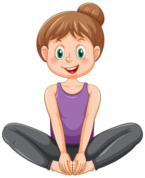 Yoga Cobblers Pose Karakter Kartun Ilustrasi - Stok Vektor