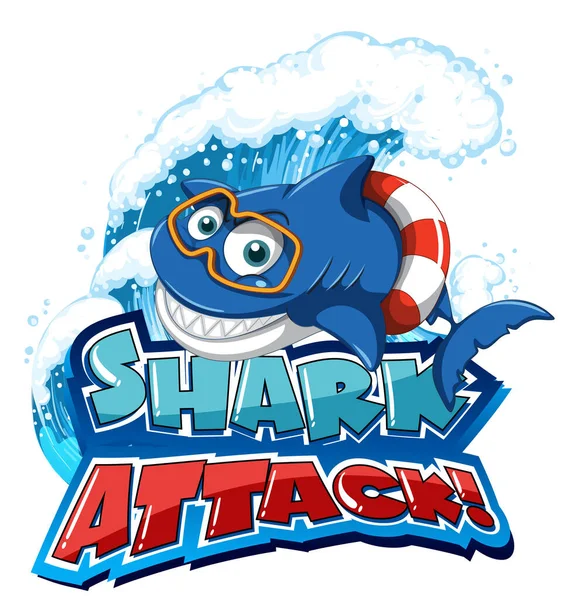 Diseño Fuente Para Palabras Tiburón Ataque Ilustración — Vector de stock