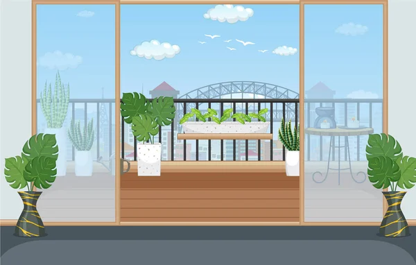 Intérieur Modèle Scène Balcon Illustration — Image vectorielle