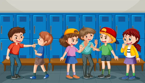 School Bullying Student Cartoon Characters Illustration — Stockvector