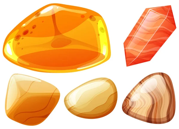 Collection Crystals Gemstones Illustration — Stock Vector