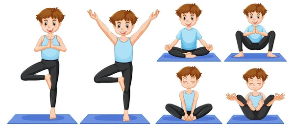 Set Van Yoga Houdingen Illustratie — Stockvector