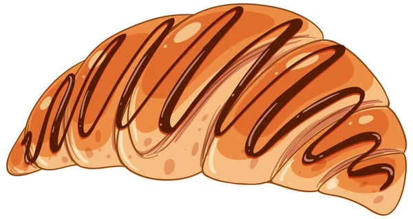 Zole Edilmiş Lezzetli Fransız Çikolatalı Kruvasan Çizimi — Stok Vektör