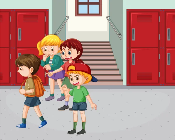 School Bullying Student Cartoon Characters Illustration — Stockvector