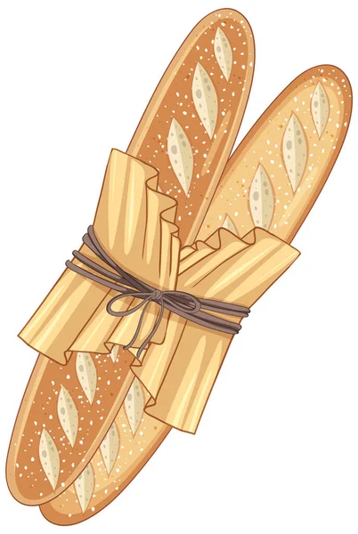 Delicious French Baguette Gambar Kartun - Stok Vektor