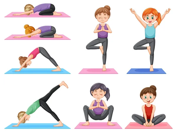 Set Posture Yoga Illustrazione — Vettoriale Stock