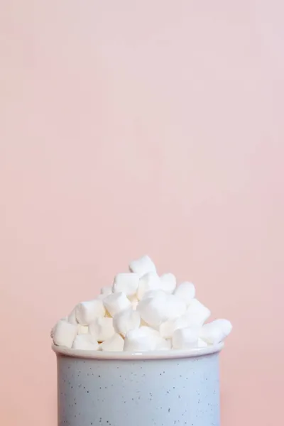 Sweet Marshmallow Cup Cocoa Brown Background — Stock Photo, Image