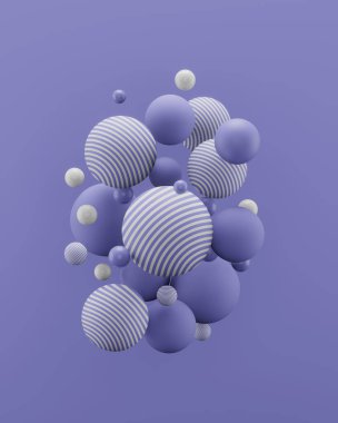 soyut mavi küreler, 3D resimleme