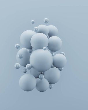 soyut mavi küreler, 3D resimleme