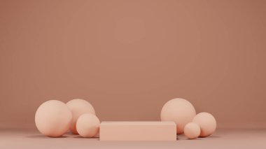 3d oluşturma, küreli tek renkli podyum, metin veya nesne için boş boşluk
