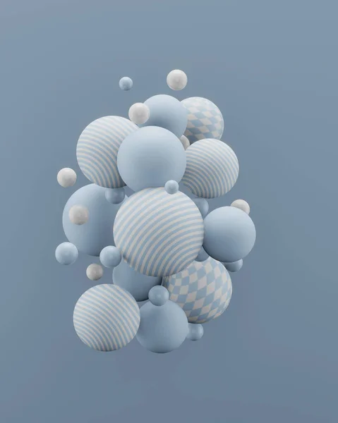 Abstract Blue Spheres Render Illustration — стоковое фото
