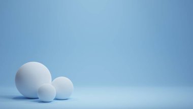 beyaz geometrik şekiller donuk mavi arkaplan, 3d render