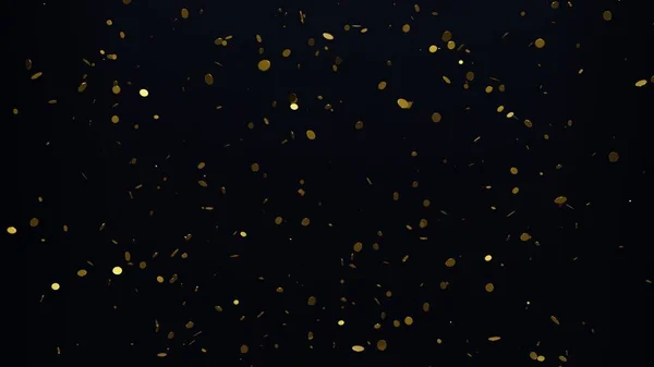 Falling Glowing Golden Coins Dark Background Render — Stock Photo, Image