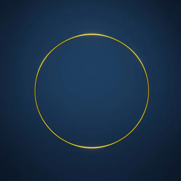 Donkerblauwe Achtergrond Met Gouden Gloeiende Cirkel Render — Stockfoto