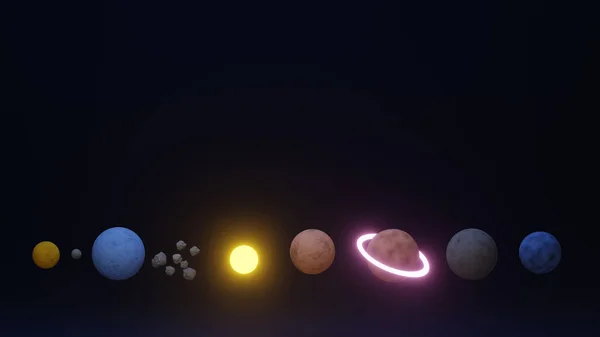 Kosmiskt Tema Render Med Glödande Stjärnor Och Planet — Stockfoto