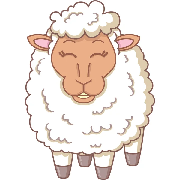 Mutlu beyaz koyun — Stok Vektör