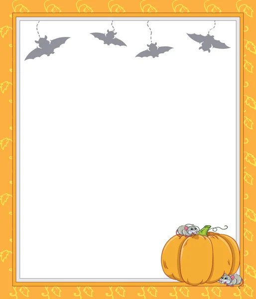 Frame with rats and pumpkin — Stock Vector