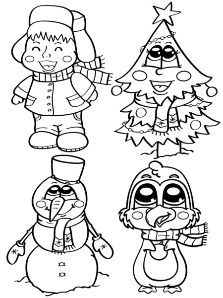 Personnages d'hiver mignons — Image vectorielle