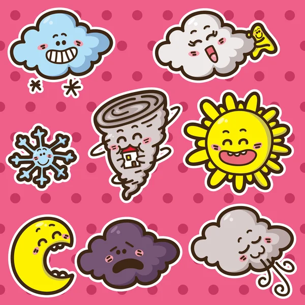 Second set of kawaii weather icons. — Stock Vector