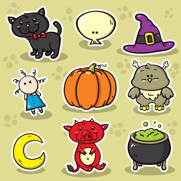 Primer conjunto de iconos de Halloween — Vector de stock