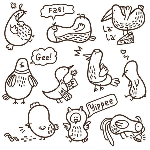 Doodle fåglar — Stock vektor