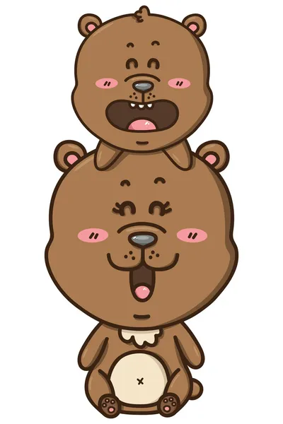 Kawaii brown bears. — Stock Vector