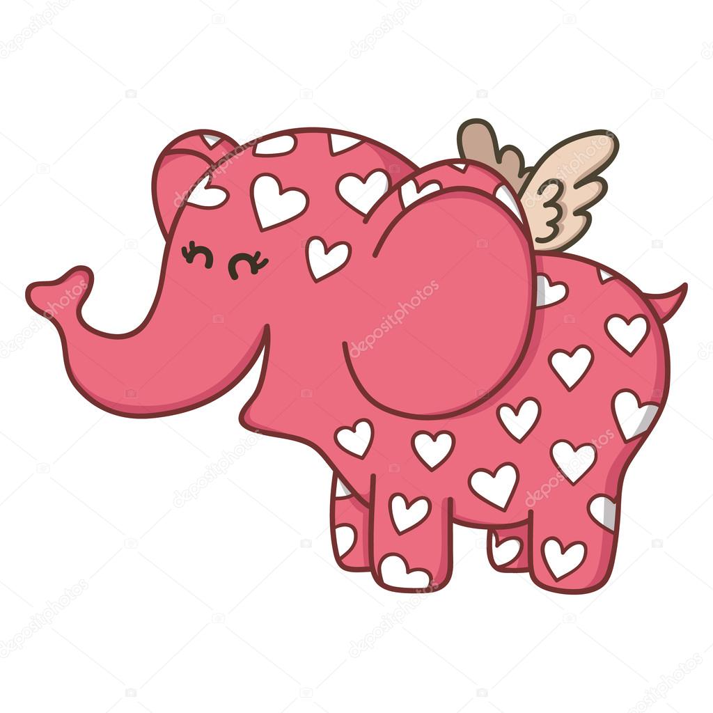 Cute doodle flying elephant.