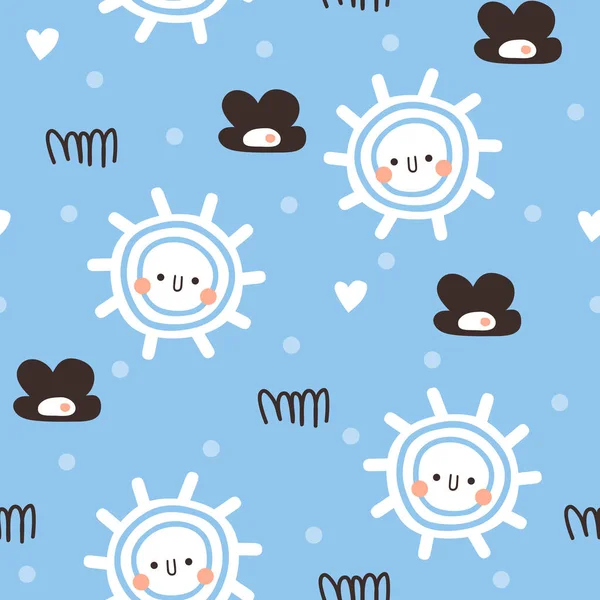 Illustration Vectorielle Motif Scandinave Sans Couture Avec Soleil Nuage Pour — Image vectorielle