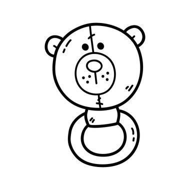 Çocuklar için bebek çıngırağı, boyama ve hurda kitabının ana hatlarının temsilcisi.